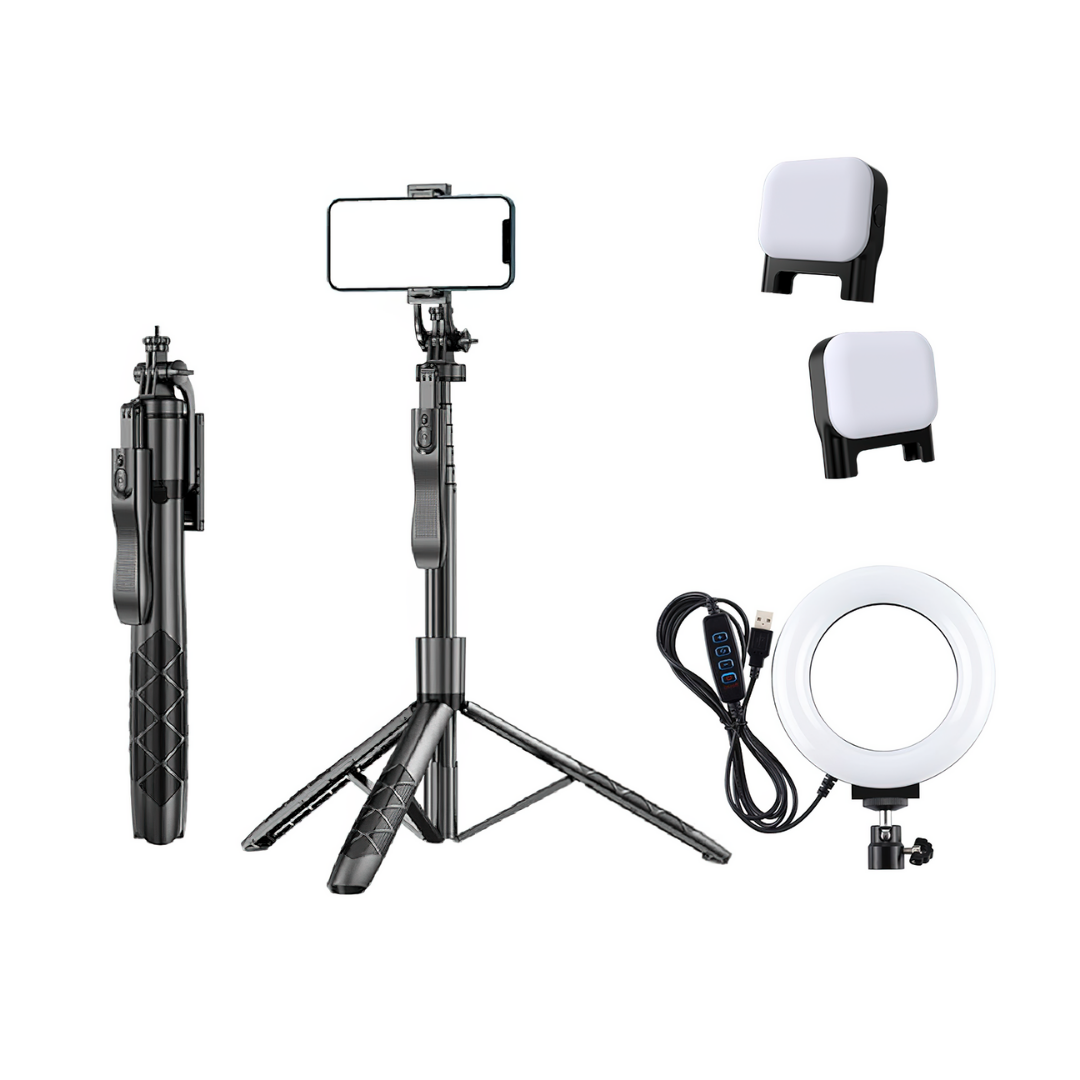 360° Panoramic Handheld Tripod Selfie Stick with Remote Control for Mobile Phones
