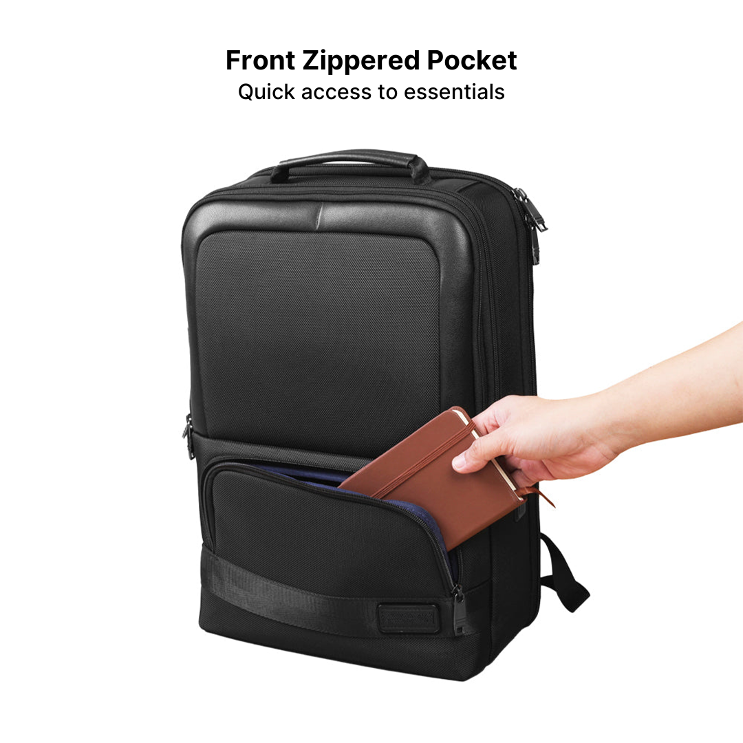 Anti-Theft Leather Laptop Backpack with USB Charging