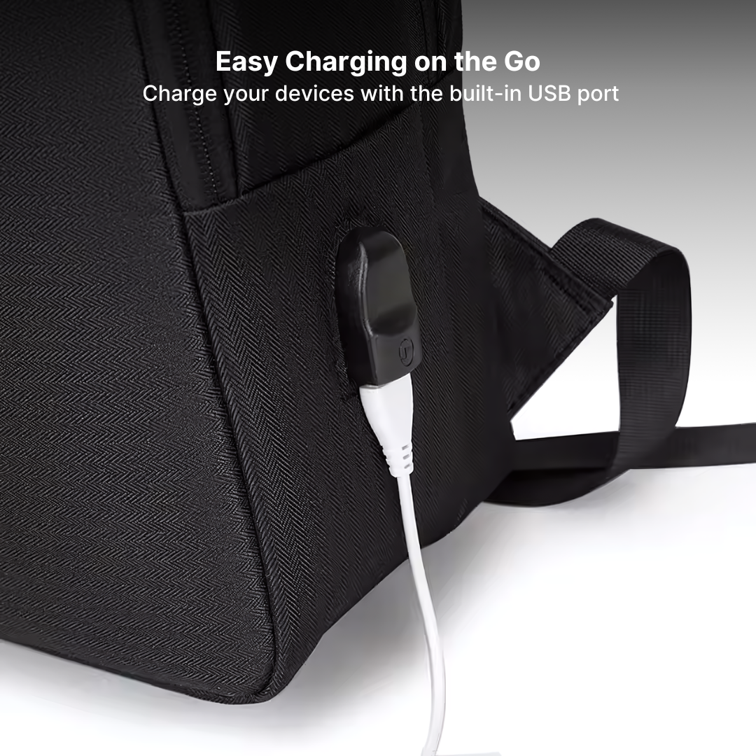 Nylon Business Backpack with Built-in USB Port