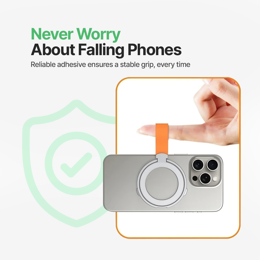 Rotatable Magnetic Phone Holder with Folding Ring